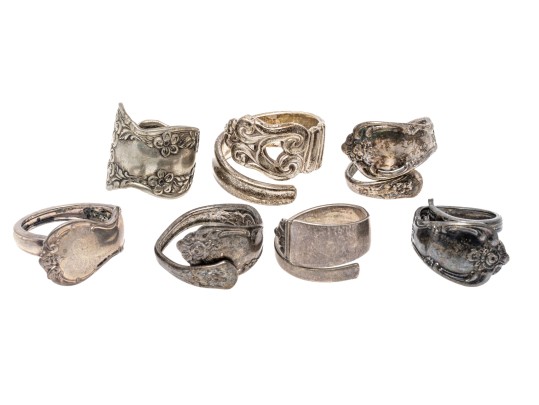 Sterling Silver Fun Retro Lot Of Spoon Rings