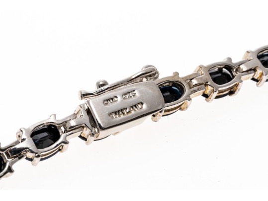 Sterling Silver And Sapphire Line Necklace