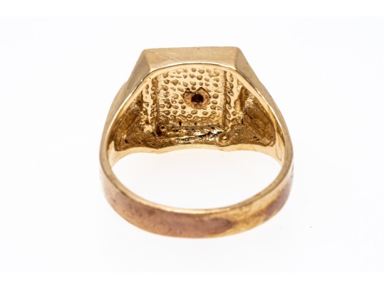 10K Square Faced Bird Ring, Size 9