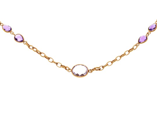 14K Stationed Amentyst Chain Necklace