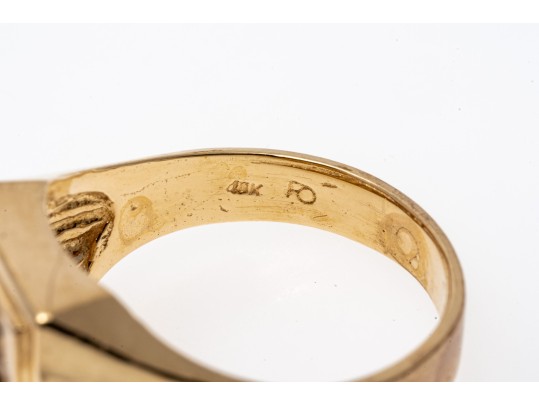 10K Square Faced Bird Ring, Size 9