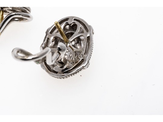 Judith Ripka Striking Sterling And 18K White Sapphire Earrings