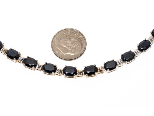 Sterling Silver And Sapphire Line Necklace