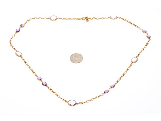 14K Stationed Amentyst Chain Necklace