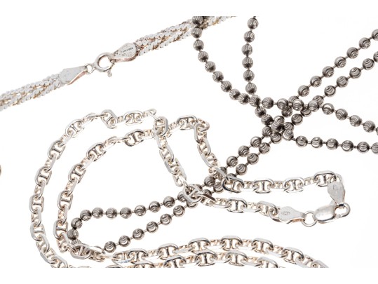 Sterling Silver Chain Necklaces And Bracelet