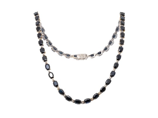 Sterling Silver And Sapphire Line Necklace