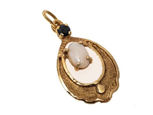 Dainty 14K Opal And Sapphire Pendant