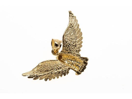 14k Yellow Gold Striking Diamond Cut Soaring Eagle Pendant