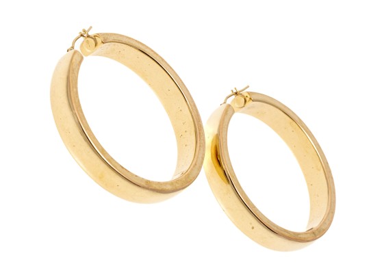 14k Yellow Gold Wide Hoop Earrings