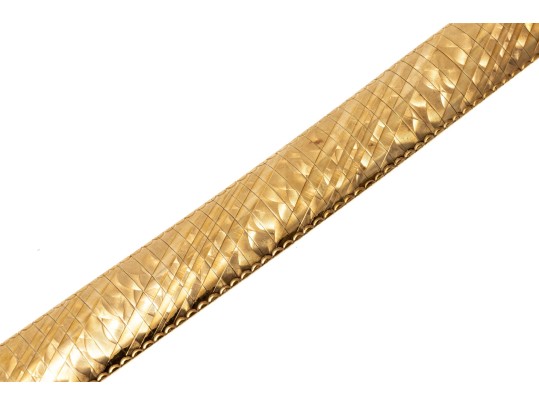 14k Yellow Gold Fabulous Wide Brushed And Polished Domed Omega Style Bracelet