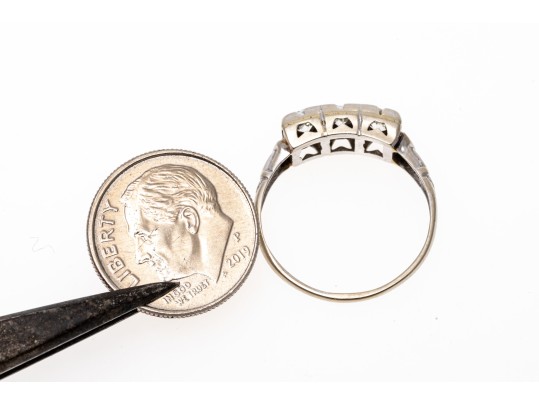 Vintage 14K White Gold Old European Cut Diamond Ring, Size 7+