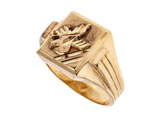 10K Square Faced Bird Ring, Size 9