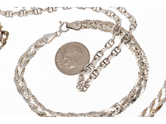 Sterling Silver Chain Necklaces And Bracelet