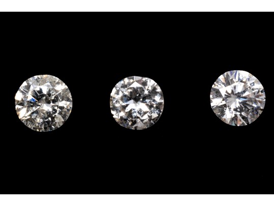 Loose Stones: 3 Round Brilliant Diamond, 0.54 TCW