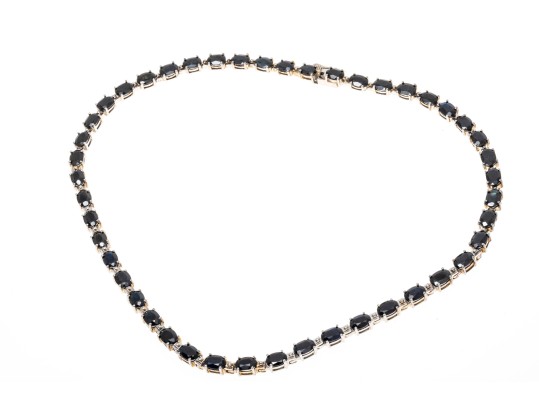 Sterling Silver And Sapphire Line Necklace