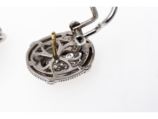 Judith Ripka Striking Sterling And 18K White Sapphire Earrings