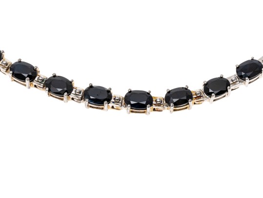 Sterling Silver And Sapphire Line Necklace