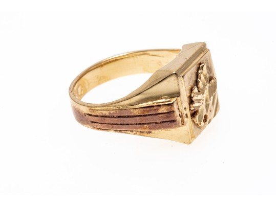 10K Square Faced Bird Ring, Size 9