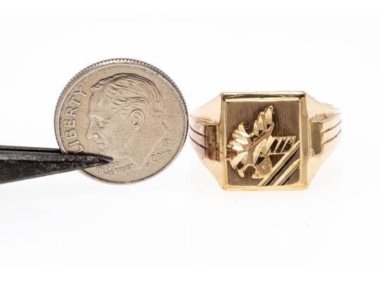 10K Square Faced Bird Ring, Size 9
