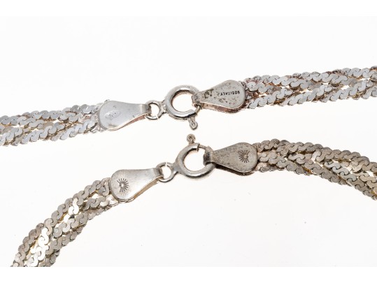 Sterling Silver Chain Necklaces And Bracelet