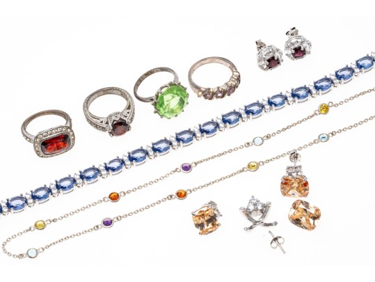 Colorful Zirconia Set Sterling Jewelry