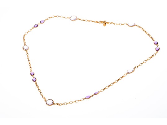 14K Stationed Amentyst Chain Necklace