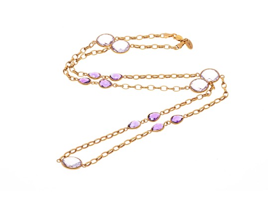 14K Stationed Amentyst Chain Necklace