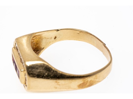 Ruby And Diamond Set 14K Ring, Size 10.75