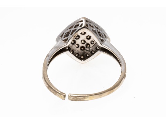 14K White Gold White And Brown Diamond Contemporary Ring, Size Approx. 8