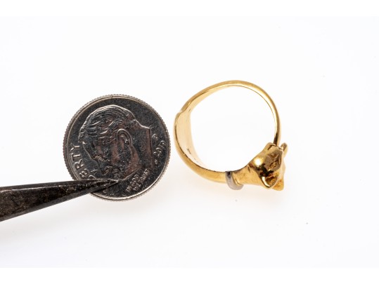 Charming 18K Cat Form Ring, Size 4.5