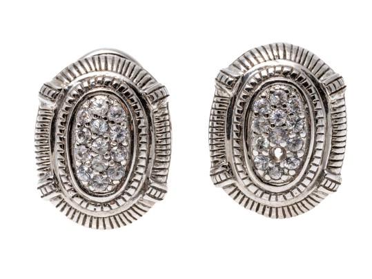Judith Ripka Striking Sterling And 18K White Sapphire Earrings