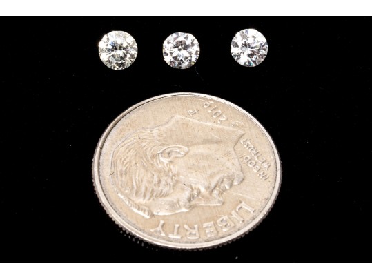 Loose Stones: 3 Round Brilliant Diamond, 0.54 TCW