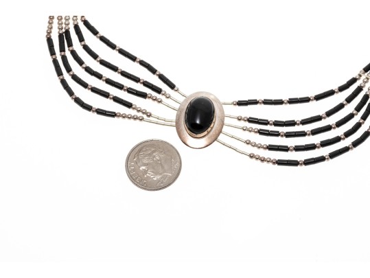 Collection Of Sterling Mother Of Pearl And Black Onyx Jewelry