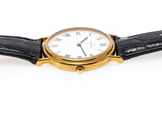 Classic Movado Quartz Watch With Leather Bracelet