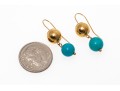14k Yellow Gold Fun Gold And Howlite Stacked Drop Earrings