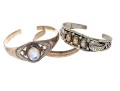 Three Stylish Sterling Cuff Bracelets