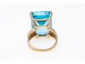 10K Yellow Gold Blue Topaz Statement Ring, Size 5