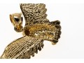 14k Yellow Gold Striking Diamond Cut Soaring Eagle Pendant