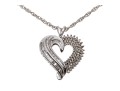 14k White Gold And Diamond Heart Pendant Necklace