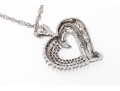 14k White Gold And Diamond Heart Pendant Necklace