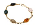 Stunning 14K And Carved Hardstone Scarab Bracelet