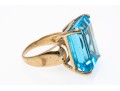 10K Yellow Gold Blue Topaz Statement Ring, Size 5