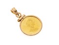 14k Yellow Gold Tasteful Gibralter 1/25 Oz Queen Elizabeth II/Cherub Coin Pendant