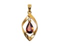 14k Yellow Gold Lovely Pear Garnet And Diamond Topped Swirl Pendant