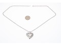 14k White Gold And Diamond Heart Pendant Necklace