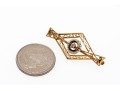 10k Yellow Gold Lovely Antique Seed Pearl And Diamond Filigre Brooch, App. 0.02 TCW