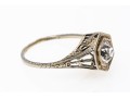 14k White Gold Pretty Vintage White Sapphire Filigree Solitaire Ring, Size 7.25
