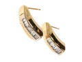14k Yellow Gold Contemporary Baguette Diamond Channel Set Earrings, App. 0.18 TCW