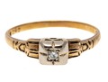 14k Gold Tiny Round Diamond Solitaire, App. 0.02 CTS, Size 5.5