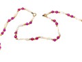 Strung Necklace And Bracelet Set, Keshi Pearls With Ruby And 14K Beads